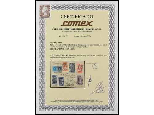 ✉ ESPAÑA. Ed. 257/65. 1905 (7 mayo). MADRID a BÉLGICA. Serie