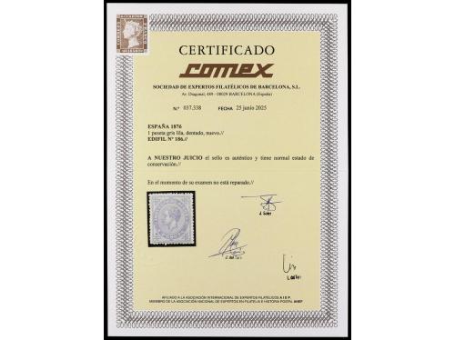 ** ESPAÑA. Ed. 186. 1 peseta gris. Color muy fresco. MAGNÍFI