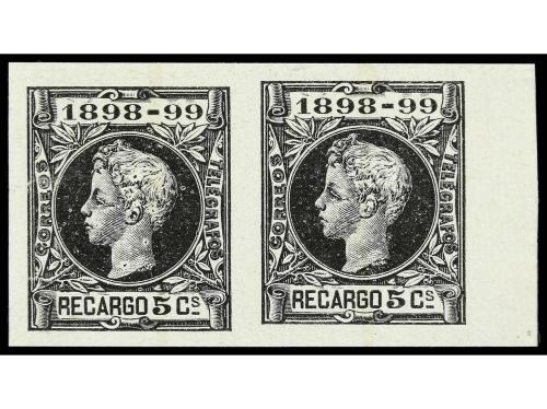 (*) ESPAÑA. Ed. 240s. 5 cts. negro. Pareja SIN DENTAR, borde
