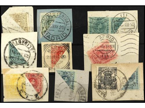 Δ ESPAÑA. 1909-22. ALFONSO XIII. Dos fichas con 18 fragmento