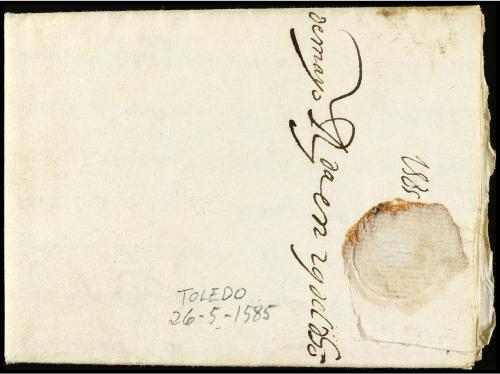 ✉ ESPAÑA: PREFILATELIA. 1585. TOLEDO a MADRID. Carta complet