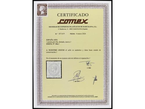 ** ESPAÑA. Ed. 186. 1 pta. gris. Color fresco y excelente ce