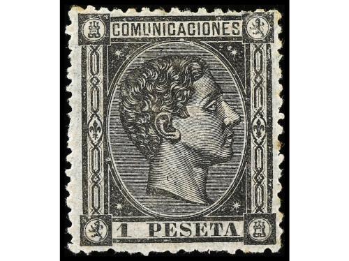 * ESPAÑA. Ed. 169. 1 pta. negro. Excelente centraje. PIEZA D