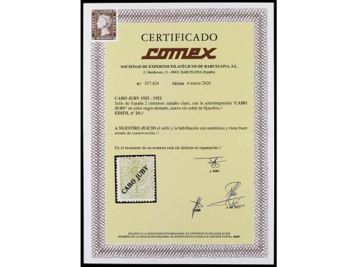 ** COLONIAS ESPAÑOLAS: CABO JUBY. Ed. 20. 20 cts. castaño, c