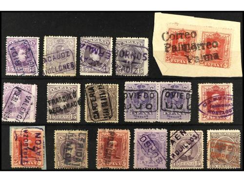 ESPAÑA. 1882-1920. Tres fichas con 40 piezas de diversas emi