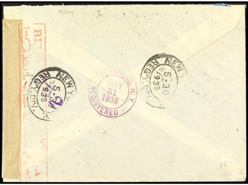 ✉ ESPAÑA. Ed. 757, 672 (4), 685, 736. 1938. BARCELONA a NEW 