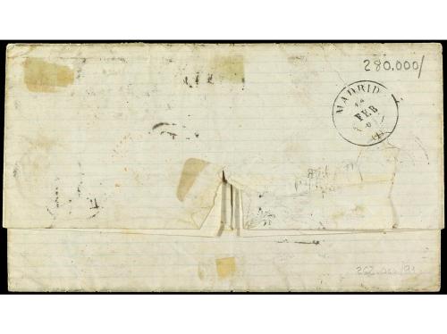 ✉ ESPAÑA. Ed. 92. 1867. CÁDIZ a LONDRES. 20 cts. lila, mat. 