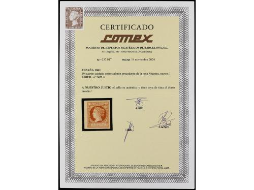 (*) ESPAÑA. Ed. 54M. 19 cuartos castaño, procedente de la Ho