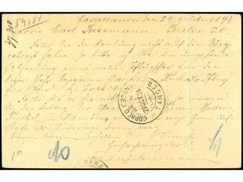 ✉ MARRUECOS. 1894. CASABLANCA a ALEMANIA. Entero Postal de 1
