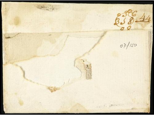 ✉ ESPAÑA: PREFILATELIA. 1755 ca. Envuelta fecha de referenci