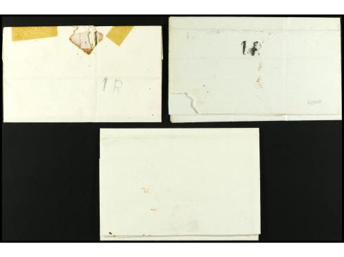 ✉ ESPAÑA: PREFILATELIA. 1848-57. TUDELA. Tres cartas con la 