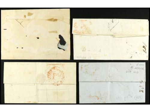 ✉ ESPAÑA. Ed. 1A (4). 6 cuartos negro. Cuatro cartas circula