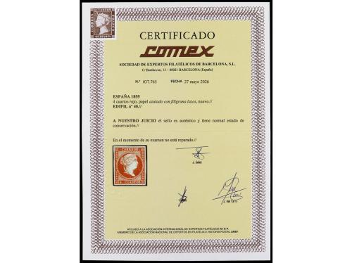 (*) ESPAÑA. Ed. 40. 4 cuartos carmín. MAGNÍFICO EJEMPLAR. Ce