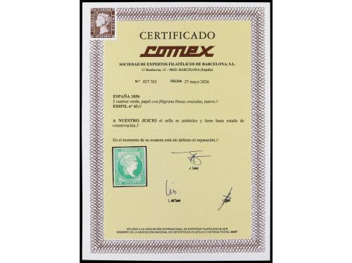 (*) ESPAÑA. Ed. 43. 2 cuartos verde. Excelente ejemplar con 