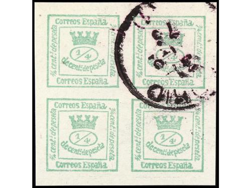 ° ESPAÑA. Ed. 115 y 130. 4/4 cto. azul y 4/4 cto. verde. Pre