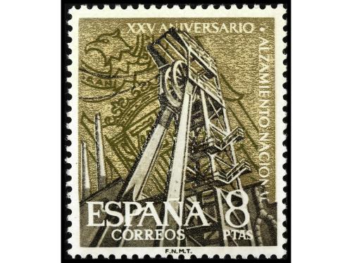** ESPAÑA. Ed. 1363. XXV ANIV. ALZAMIENTO. 8 pts. negro y or