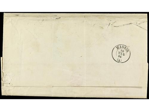 ✉ ESPAÑA. Ed. 64 (4). 1864. GIJÓN a MADRID. 4 cuartos rojo (