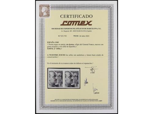 * ESPAÑA. Ed. 1056s. 1 pta. gris. Pareja horizontal SIN DENT