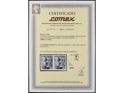 ** ESPAÑA. Ed. 1053s (2). 50 cts. gris. Pareja horizontal SI