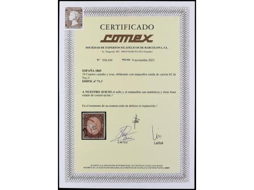 ° ESPAÑA. Ed. 71. 19 cuartos castaño y rosa, mat. R.C. 62 de