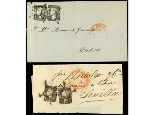 ✉ ESPAÑA. Ed. 1A (5). 6 cuartos negro. Cinco cartas circulad