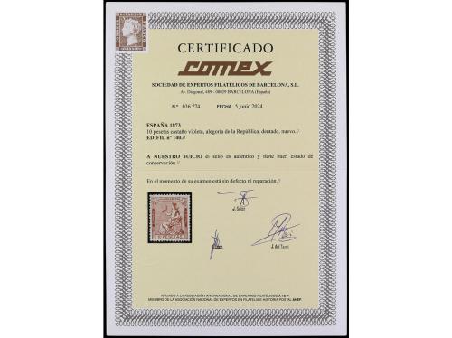 * ESPAÑA. Ed. 140. 10 pts. castaño violeta. Color y centraje