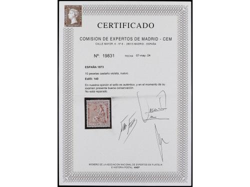 * ESPAÑA. Ed. 140. 10 pts. castaño violeta. Color y centraje