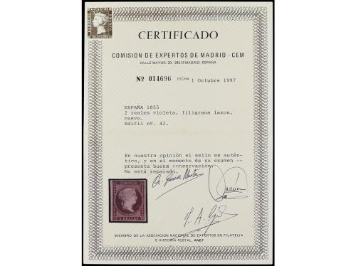 (*) ESPAÑA. Ed. 42. 2 reales violeta. MAGNÍFICO EJEMPLAR. Ce