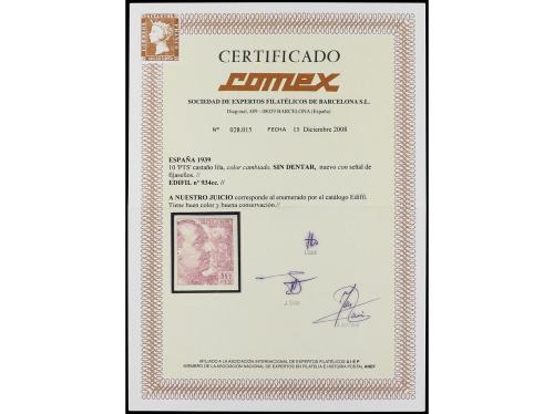 * ESPAÑA. Ed. 934ccs. 10 pts. castaño lila, cambio de color 