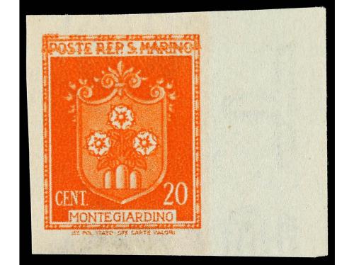 ** SAN MARINO. Sa. 280a. 1945-46. 20 cts. naranja SIN DENTAR