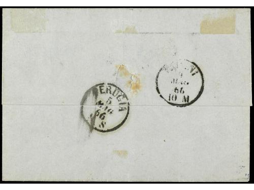 ✉ SAN MARINO. Sa. E-7. 1866. SAN MARINO a PERUGIA. 20 cts. s