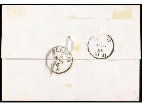 ✉ SAN MARINO. Sa. E-7. 1866. SAN MARINO a PERUGIA. 20 cts. s