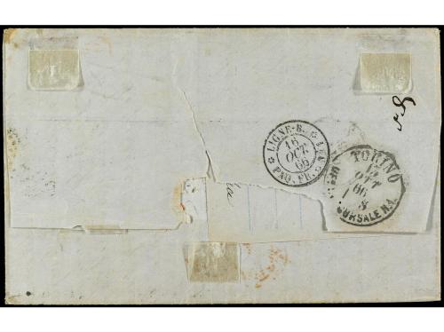 ✉ ITALIA. Sa. 20 (3), 21 (3). 1866. ARENZANO a PUEBLA (Méxic