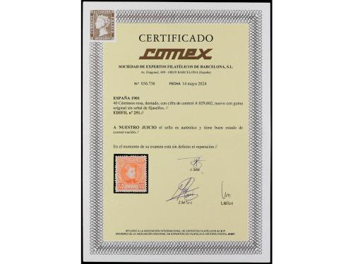 ** ESPAÑA. Ed. 251. 40 cts. rosa. Bien centrado para esta em