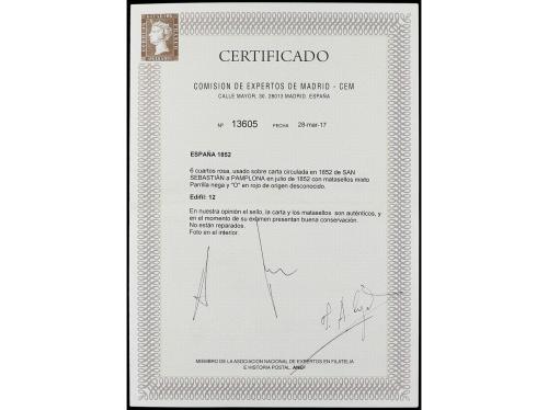 ✉ ESPAÑA. Ed. 12. 1852. SAN SEBASTIAN a PAMPLONA. 6 cuartos 