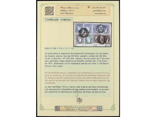 Δ ESPAÑA. Ed. 109 (2), 110, 111, 112 (4). Fragmento de Plica