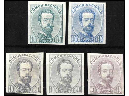 (*) ESPAÑA. Ed. 125. ENSAYOS DE COLOR. 40 cts. verde, azul, 