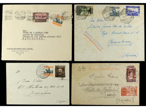 ✉ MARRUECOS. 1938-46. Conjunto de 12 sobres con diversos fra