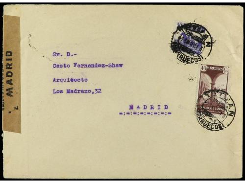 ✉ MARRUECOS. 1938-46. Conjunto de 12 sobres con diversos fra