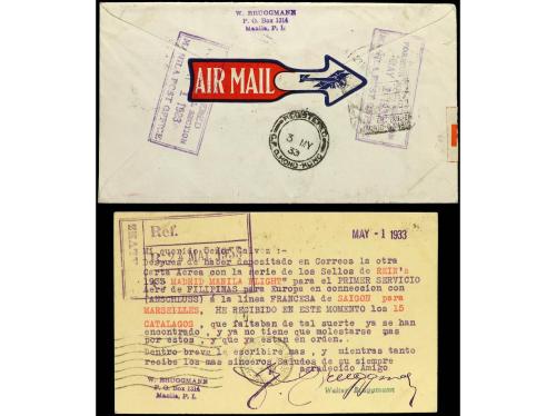 ✉ FILIPINAS. 1933 (1 mayo). Dos cartas circuladas de MANILA 