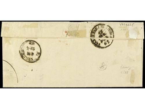 ✉ FRANCIA. Yv. 14 (2). 1862. PARÍS a BRUXELLES. 20 cts. azul