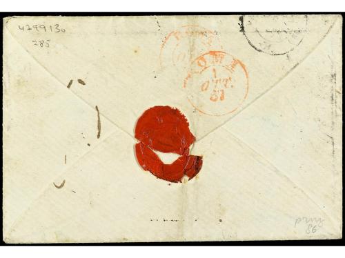 ✉ FRANCIA. Yv. 14, 17. 1857. AMIENS a FRASCATI. 20 cts. azul