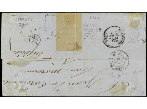 ✉ SAN VICENTE. 1871. SAINT VINCENT to FRANCE. 4d. deep blue,