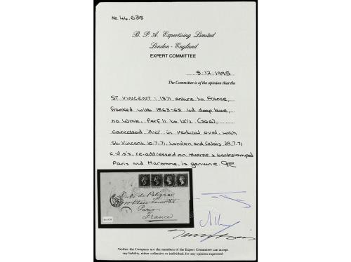 ✉ SAN VICENTE. 1871. SAINT VINCENT to FRANCE. 4d. deep blue,