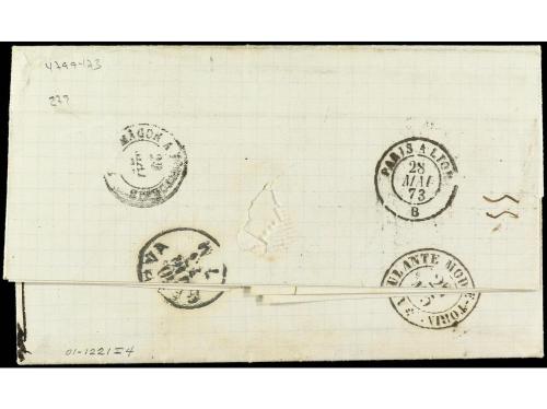 ✉ CURACAO. 1873. MARACAIBO (Venezuela) a GÉNOVA (Italia). Ci