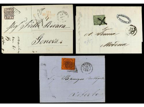 ✉ ITALIA ANTIGUOS ESTADOS: ESTADOS PONTIFICIOS. 1855-60. Con