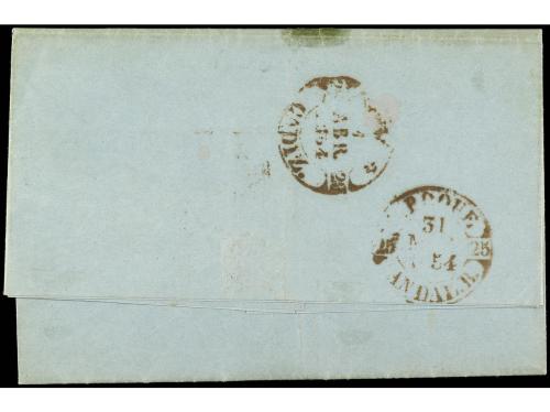 ✉ GIBRALTAR. Ed. 24. 1854. GIBRALTAR a CÁDIZ. Circulada con 