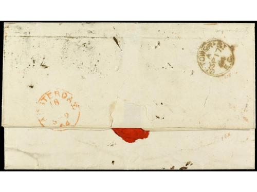 ✉ GRAN BRETAÑA. 1864. LONDON a AMSTERDAM. 2 d. azul y 1 sh. 