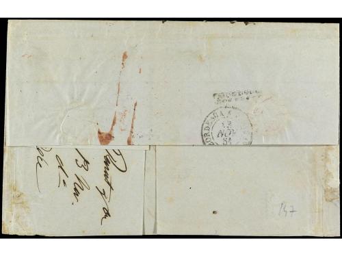 ✉ FRANCIA. Yv. 17. 1861. LA ROCHELLE a NEW YORK. 80 cts. ros