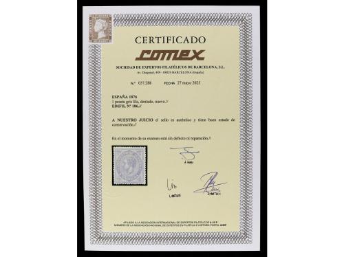 ** ESPAÑA. Ed. 186. 1 pta. gris. Excelente centraje. MAGNÍFI